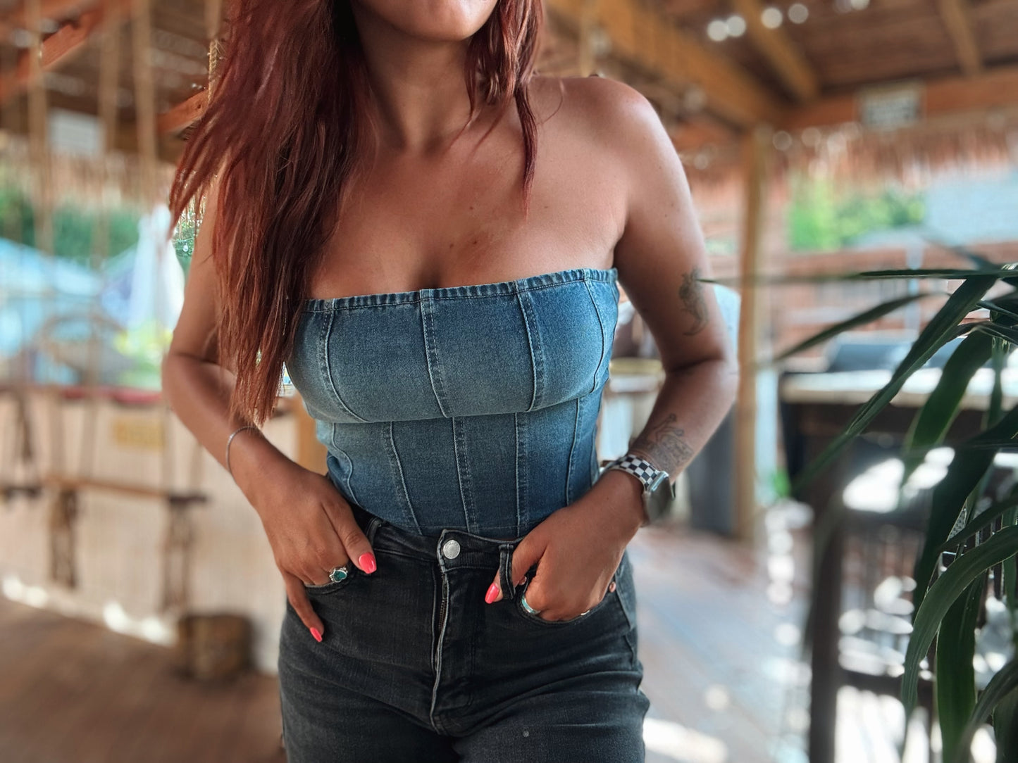 Strapless Denim Top