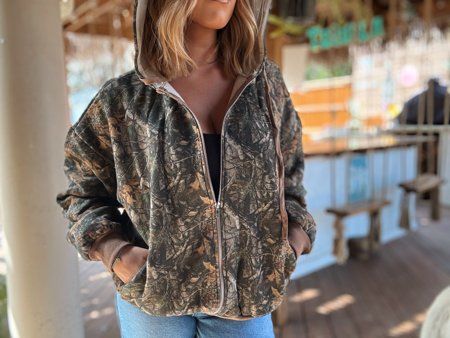 Camo Fleece Oversized Zip Up