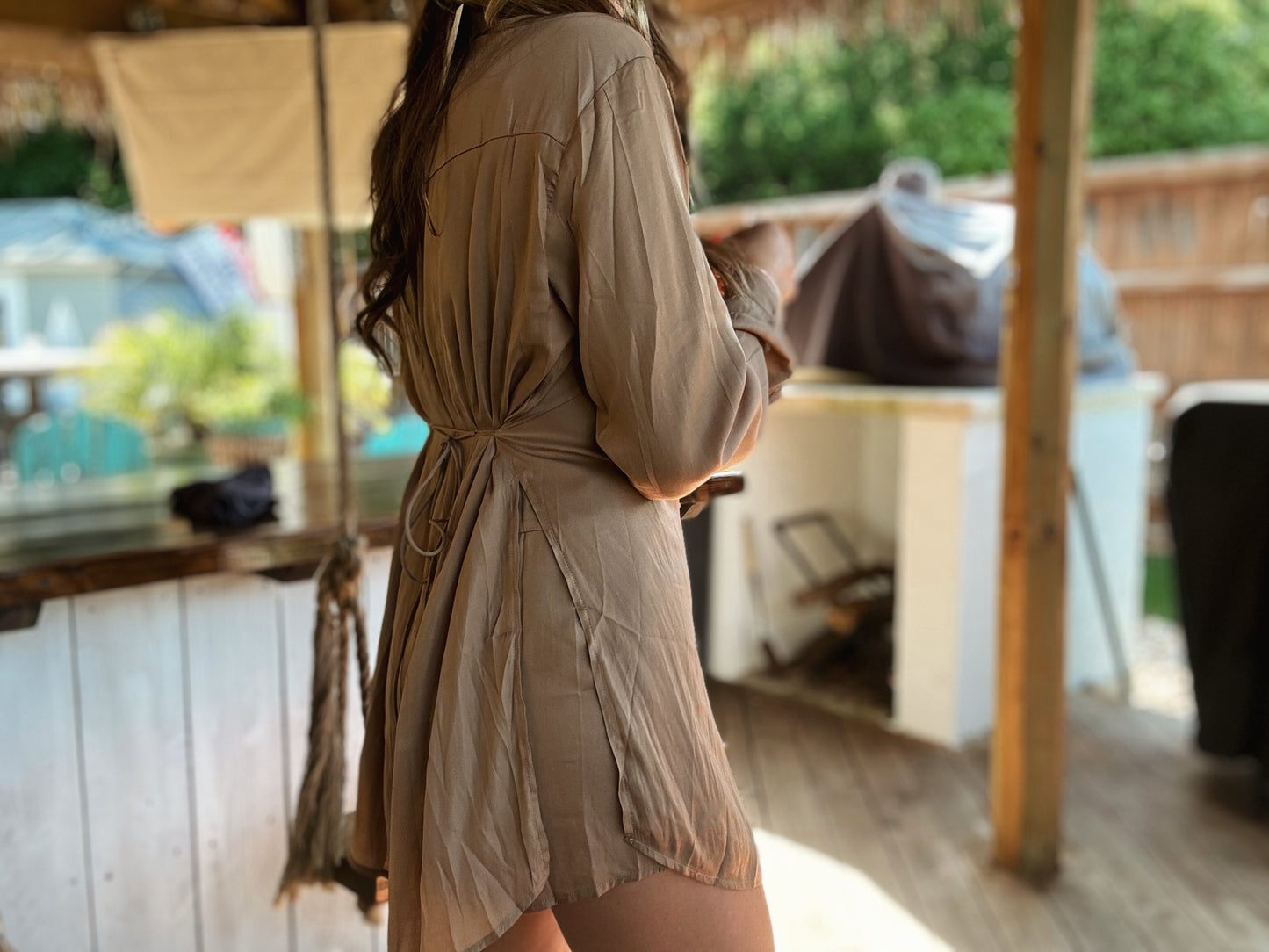 Solid Button Down Shirt Romper