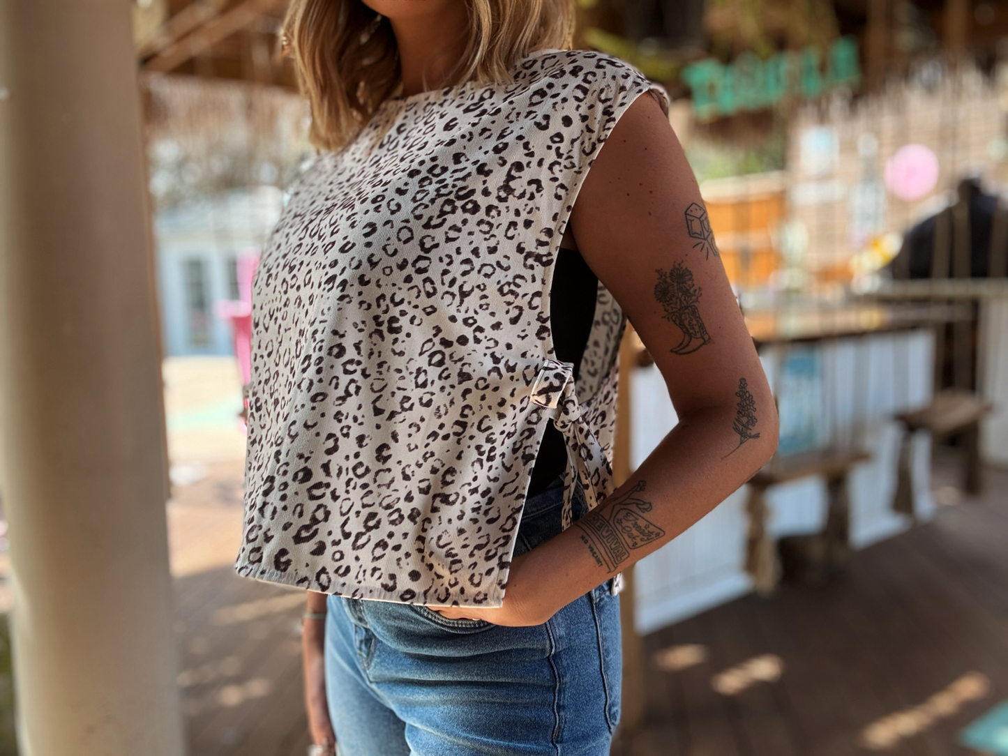 Leopard Side Tie Top