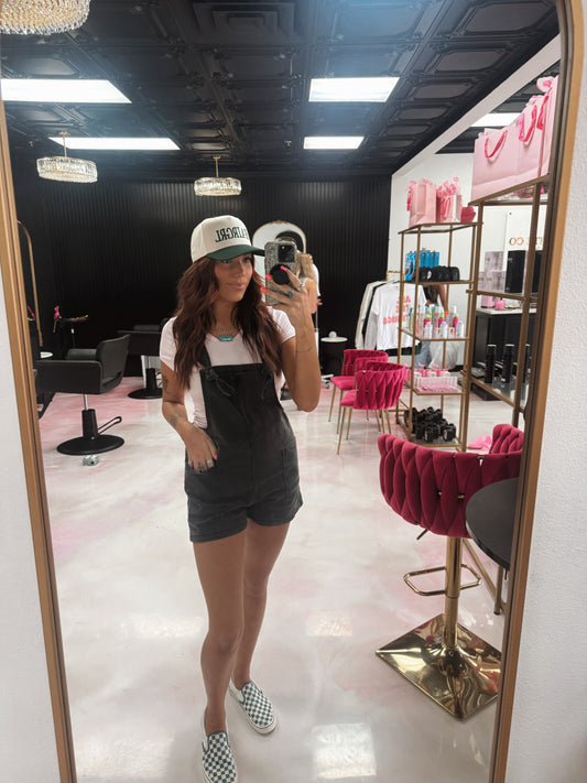Knotted Strap Denim Romper