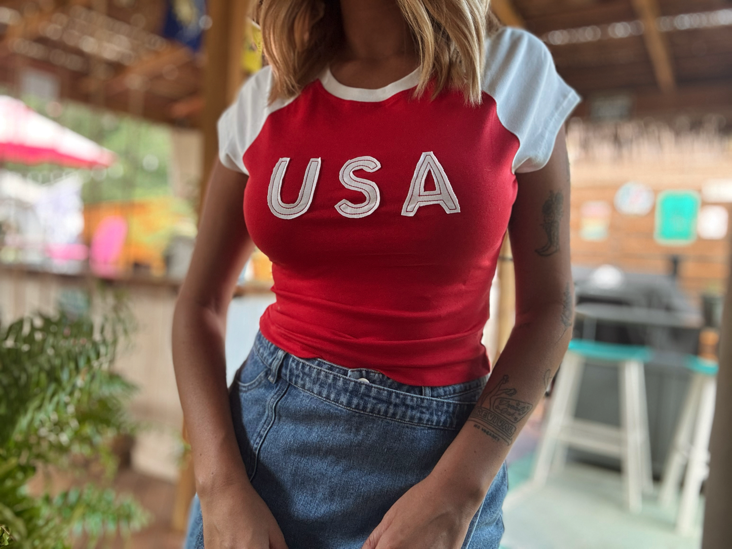 Cap Sleeve USA Baby Tee