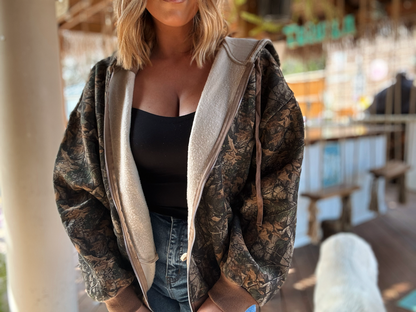 Camo Fleece Oversized Zip Up