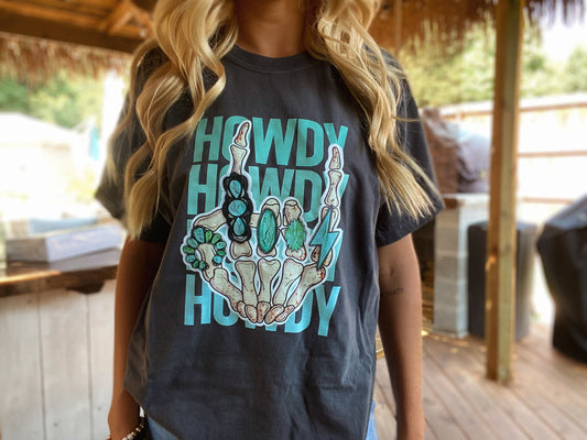 Turquoise Howdy Tee