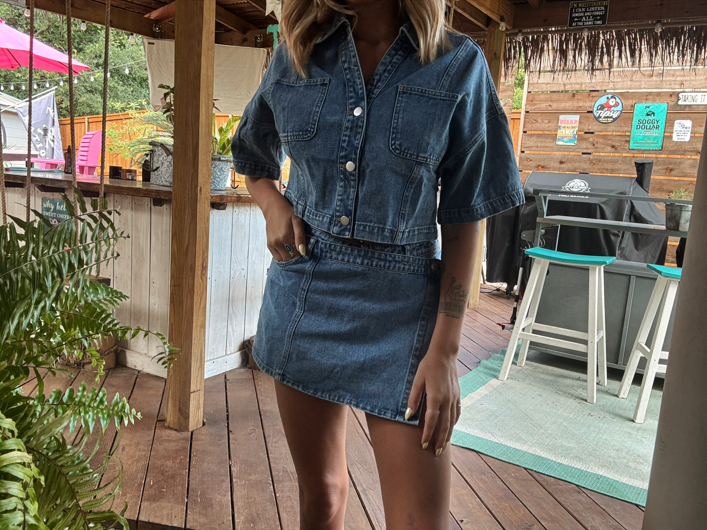 Denim Crop Shirt