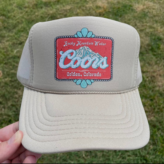 Coors Turquoise Foam Trucker Hat - Tan