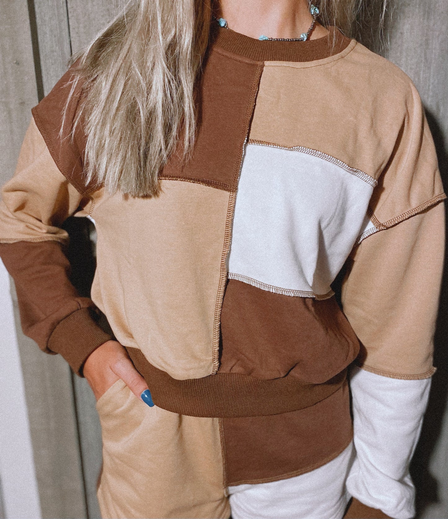 Neutrals Color Blocked Sweatshirt