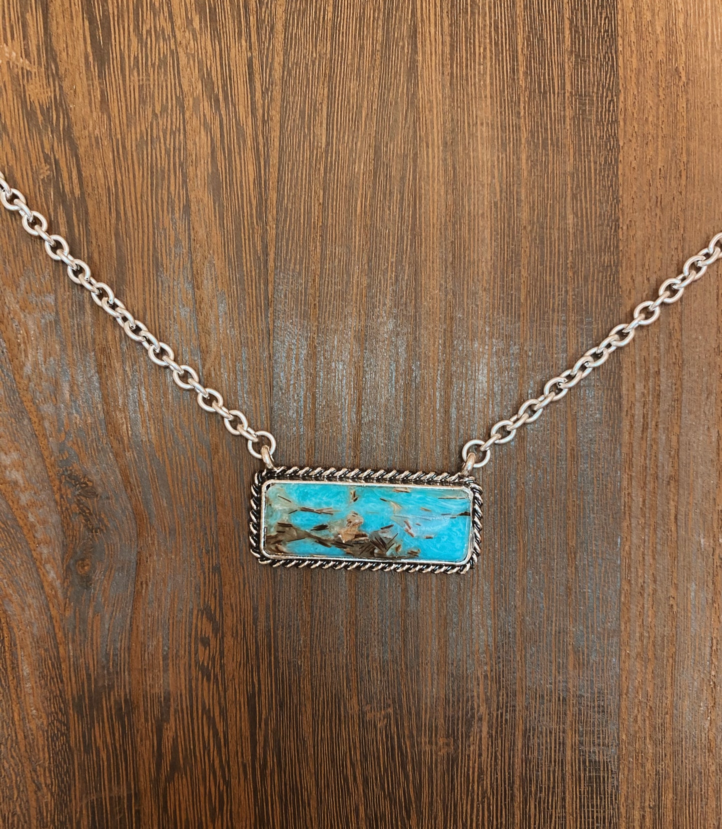 Marbled Turquoise Bar Necklace