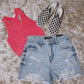 High Rise Ripped Denim Shorts