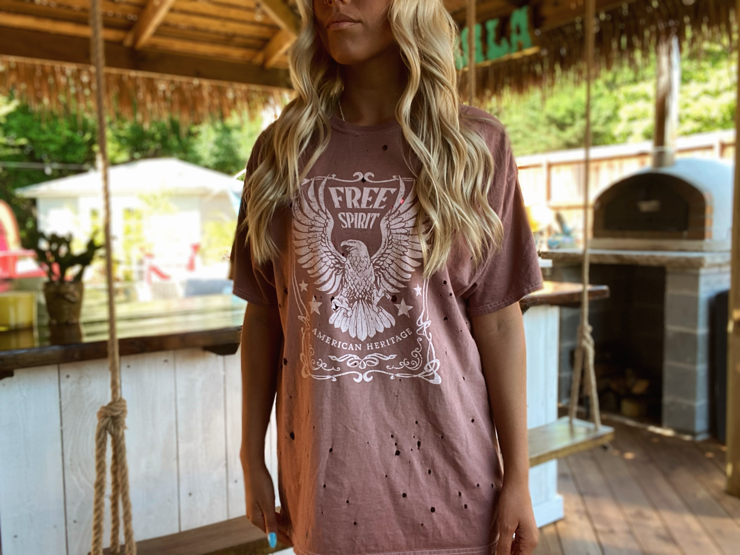 Distressed Free Spirit Oversized Tee